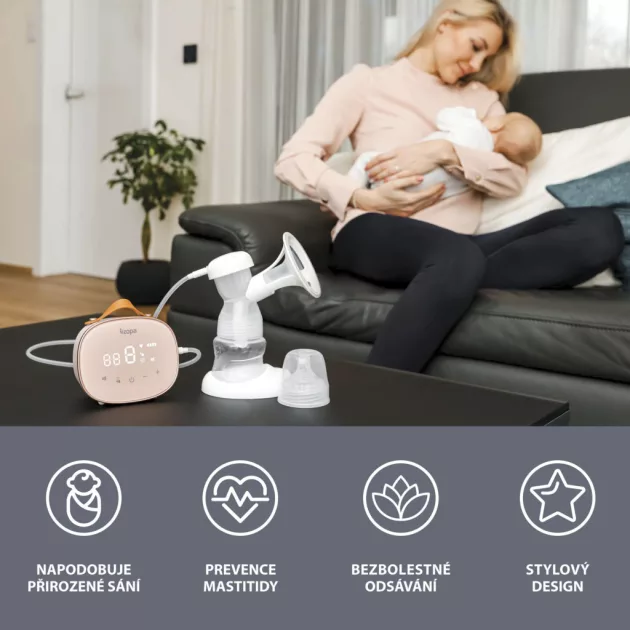 Zopa Noma 3 fokozatú elektromos mellszívó, pink Pink