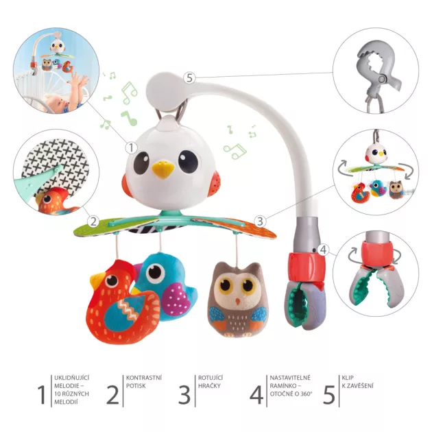 Zopa Multifunkciós zenélő forgó 3in1 Birds