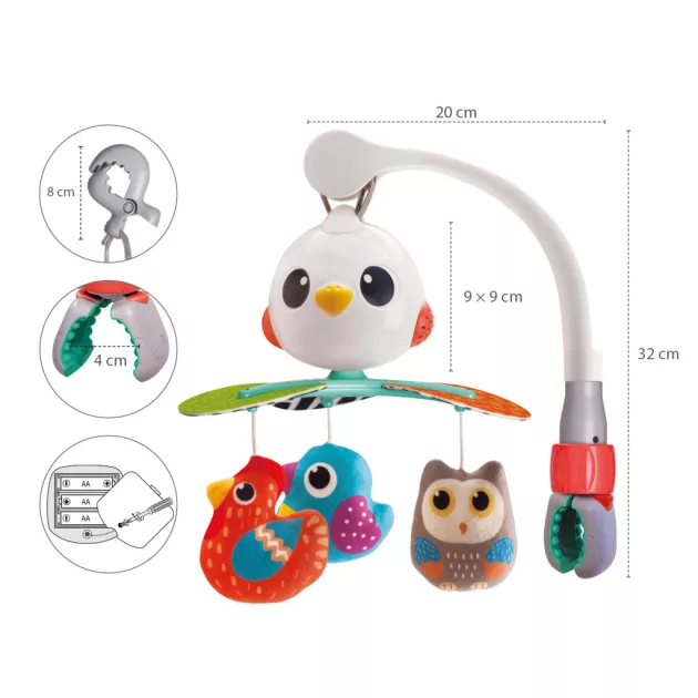 Zopa Multifunkciós zenélő forgó 3in1 Birds