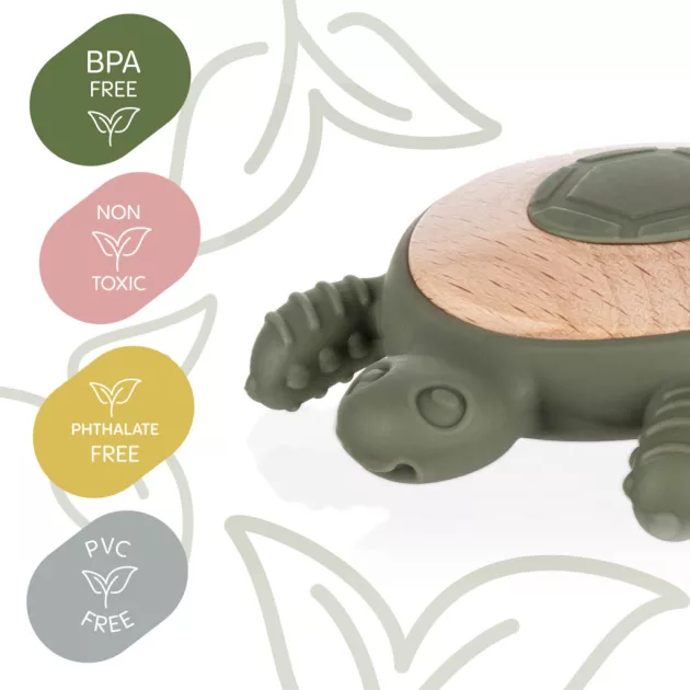 Zopa Szilikon-fa rágóka Teknős - fenyőzöld Forest Green