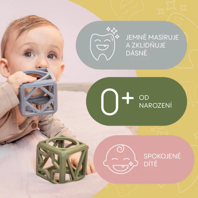 Zopa Szilikon rágóka Négyzet - mustársárga Mustard Yellow