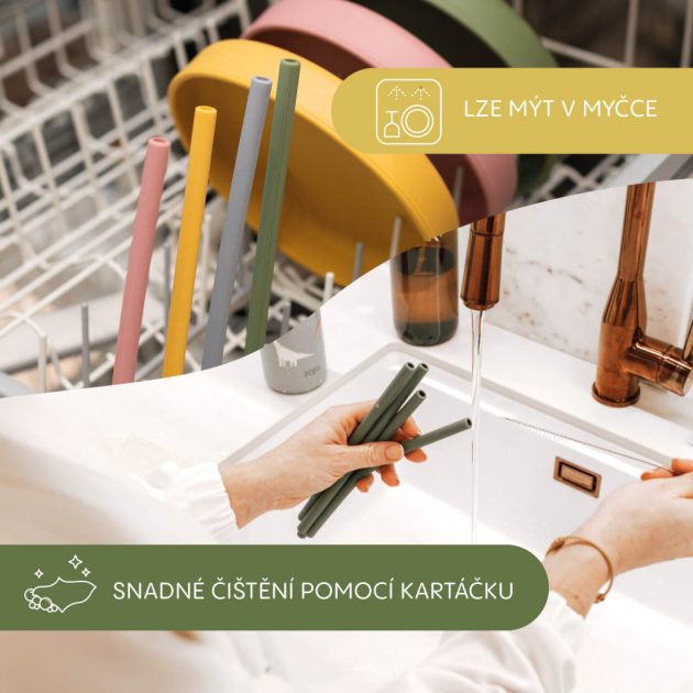 Zopa Szilikon szívószál 4  db - fenyőzöld Forest Green