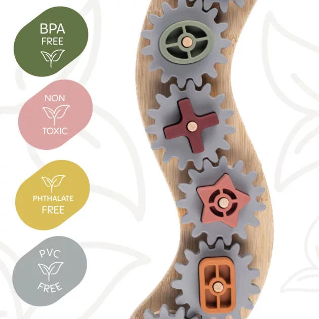 Zopa Szilikon-bambusz kirakó fogaskerekekkel Multicolor