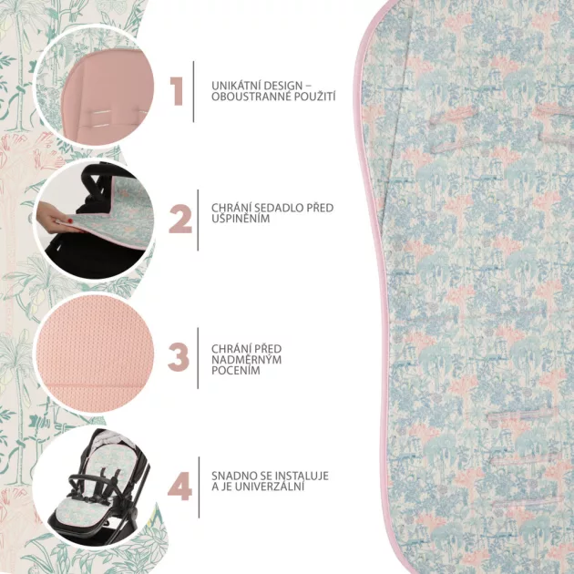 Zopa Babakocsi szőnyeg légáteresztő Breeze Jungle Pink