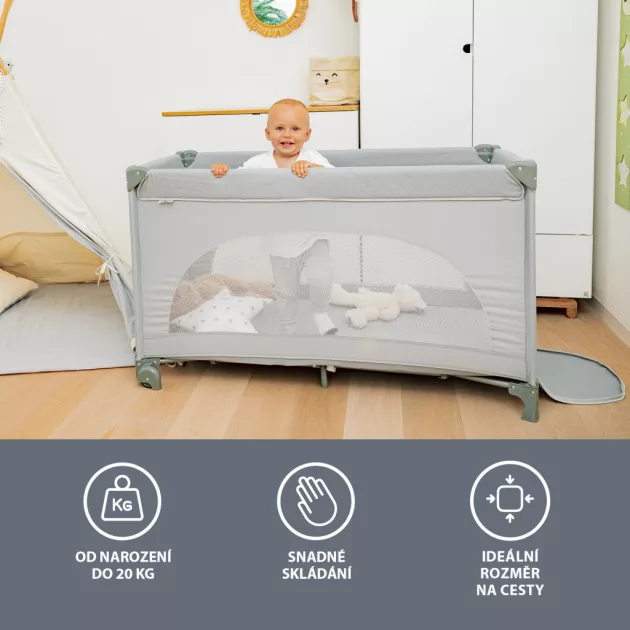 Zopa Lely utazóágy, ezüstszürke Silver Grey