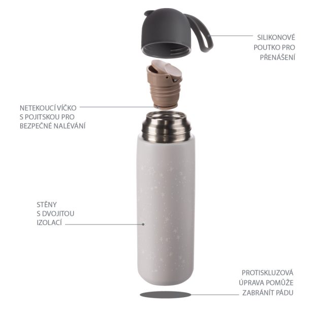Zopa 400 ml-es termosz szilikon fogantyúval, dínó Dino