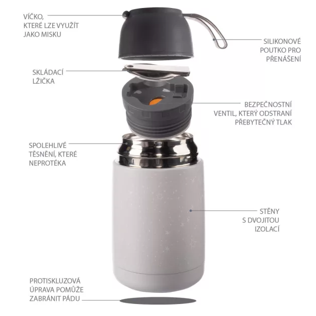 Zopa 620 ml-es ételtermosz szilikon tartóval, hegyvidék Mountains