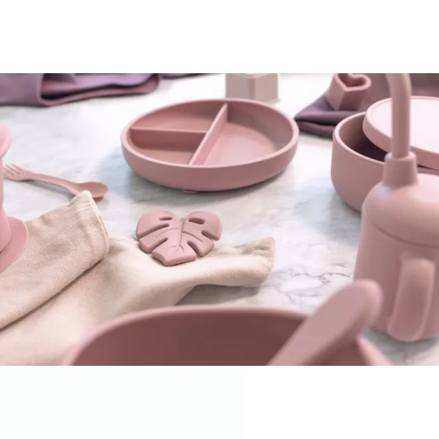Zopa Szilikon osztott tányér tapadókoronggal - rózsaszín Old Pink