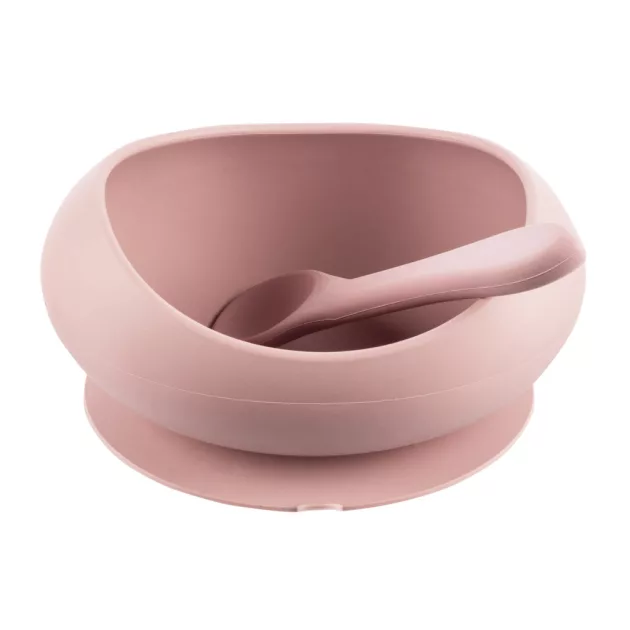 Zopa Szilikon tál tapadókoronggal és kanállal - rózsaszín Old Pink