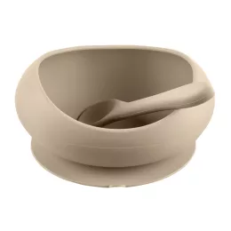   Zopa Szilikon tál tapadókoronggal és kanállal - bézs Sand Beige