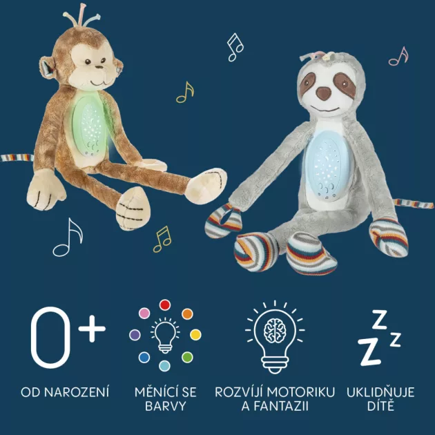 Zopa Plüss alvójáték égbolt projektorral és dallamokkal, mosómedve Raccoon