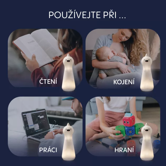 Zopa Szilikon LED éjszakai fény zseblámpa funkcióval, dínó Dino