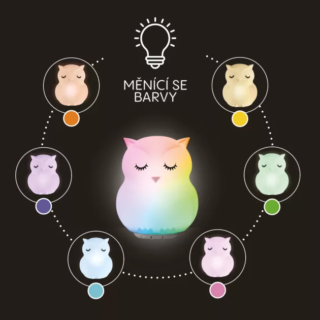 Zopa Szilikon LED éjszakai fény zenével L-es méretben, bagoly Owl