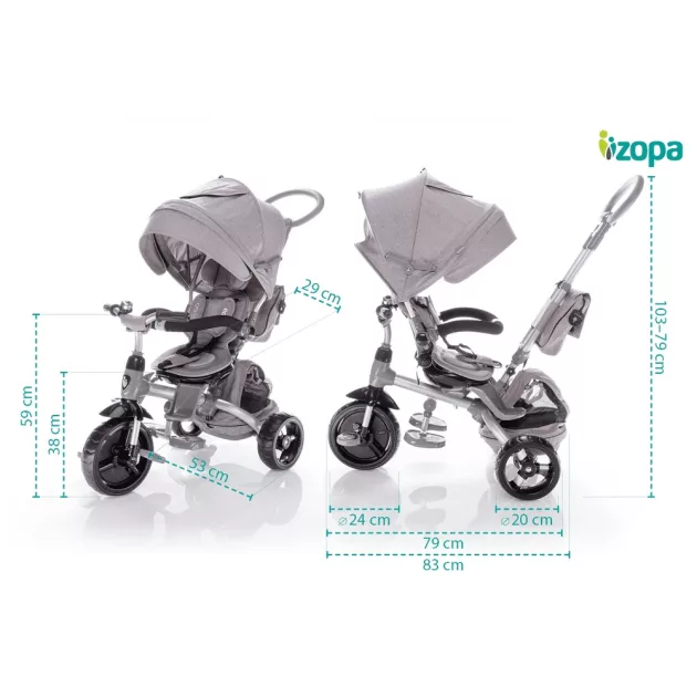 ZOPA CitiGO tricikli tolókarral - Kiwi Green