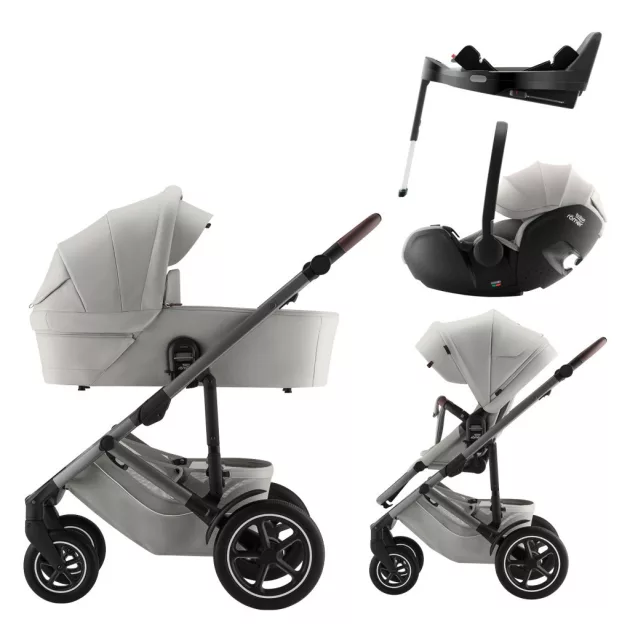 Britax Römer Smile 5Z Comfort Plus Set Lux (Smile 5z babakocsi + mózeskosár + Baby-Safe Pro + Vario Base 5Z) - Linen Grey