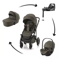   Britax Römer Smile 5Z Comfort Plus Set LUX 4in1 (Smile 5z babakocsi + mózeskosár + Baby-Safe Pro + Vario Base 5Z) Urban Olive