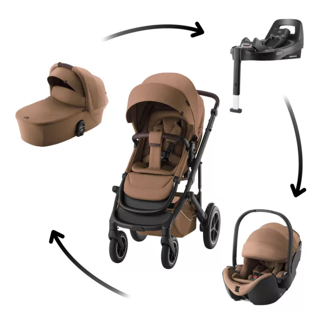 Britax Römer Smile 5Z Comfort Plus Set LUX 4in1 (Smile 5z babakocsi + mózeskosár + Baby-Safe Pro + Vario Base 5Z) Warm Caramel
