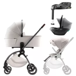  Britax Römer Rio Comfort Plus Core Set LUX 4in1 (Rio babakocsi + mózeskosár + Baby-Safe Core babahordozó + Core bázis) Soft Taupe