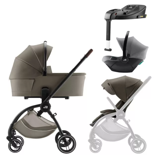 Britax Römer Rio Comfort Plus Core Set LUX 4in1 (Rio babakocsi + mózeskosár + Baby-Safe Core babahordozó + Core bázis) Urban Olive