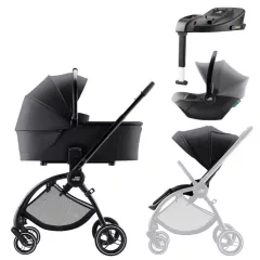   Britax Römer Rio Comfort Plus Core Set STYLE 4in1 (Rio babakocsi + mózeskosár + Baby-Safe Core babahordozó + Core bázis) Carbon Black