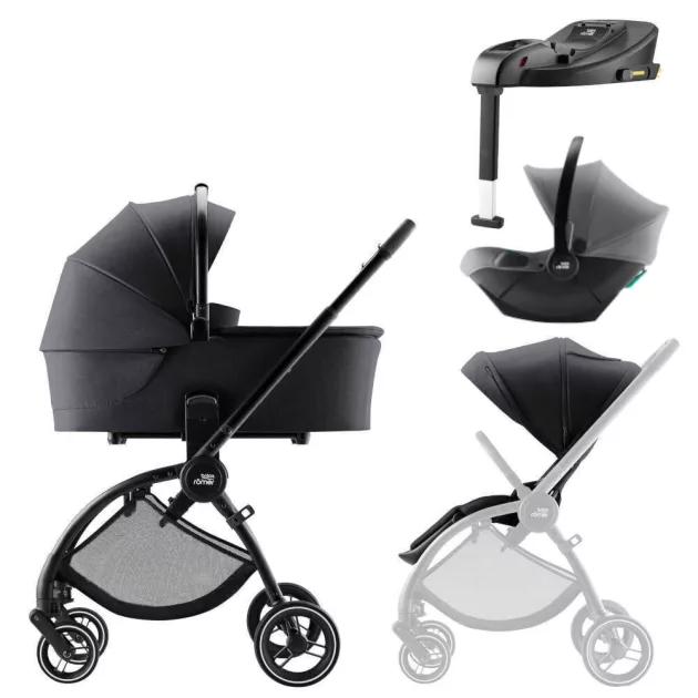 Britax Römer Rio Comfort Plus Core Set STYLE 4in1 (Rio babakocsi + mózeskosár + Baby-Safe Core babahordozó + Core bázis) Carbon Black