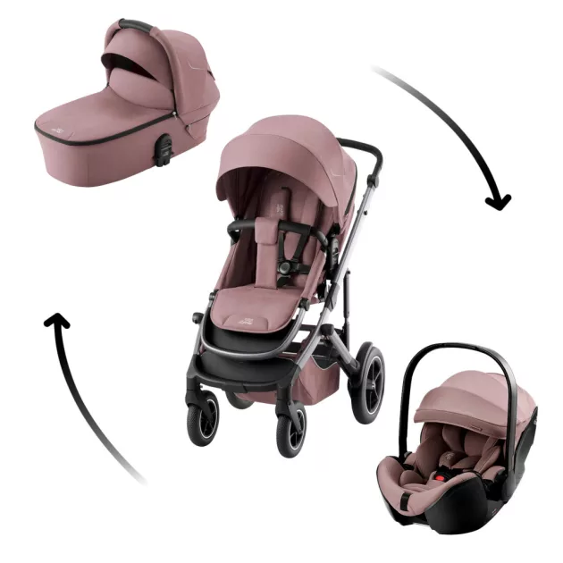 BRITAX RÖMER Smile 5Z Comfort Set Style 3in1 (Smile 5z babakocsi + mózeskosár + Baby-Safe Pro) Dusty Rose