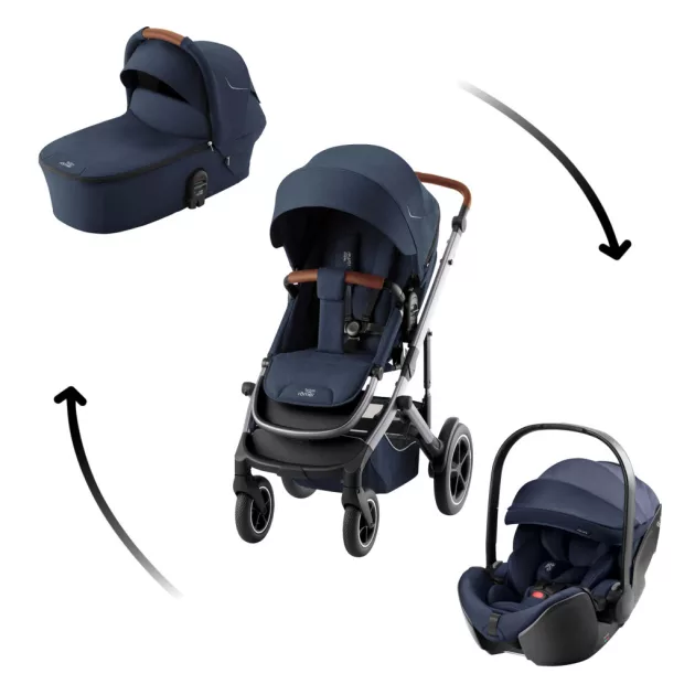 BRITAX RÖMER Smile 5Z Comfort Set Style 3in1 (Smile 5z babakocsi + mózeskosár + Baby-Safe Pro) Night Blue