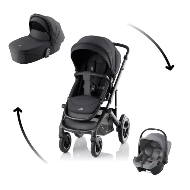 BRITAX RÖMER Smile 5Z Comfort Core Set STYLE 3in1 (Smile 5Z babakocsi + mózeskosár + Baby-Safe Core babahordozó) Carbon Black