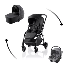   Britax Römer Rio Comfort Core Set STYLE 3in1 (Rio babakocsi + mózeskosár + Baby-Safe Core babahordozó) Carbon Black