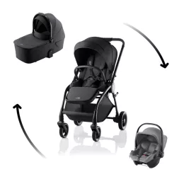   Britax Römer Rio Comfort Core Set STYLE 3in1 (Rio babakocsi + mózeskosár + Baby-Safe Core babahordozó) Carbon Black