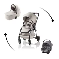   Britax Römer Rio Comfort Core Set LUX 3in1 (Rio babakocsi + mózeskosár + Baby-Safe Core babahordozó) Soft Taupe