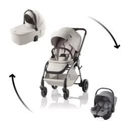   Britax Römer Rio Comfort Core Set LUX 3in1 (Rio babakocsi + mózeskosár + Baby-Safe Core babahordozó) Soft Taupe
