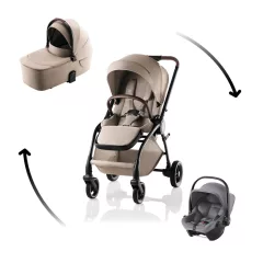   Britax Römer Rio Comfort Core Set STYLE 3in1 (Rio babakocsi + mózeskosár + Baby-Safe Core babahordozó) Teak
