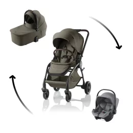   Britax Römer Rio Comfort Core Set LUX 3in1 (Rio babakocsi + mózeskosár + Baby-Safe Core babahordozó) Urban Olive