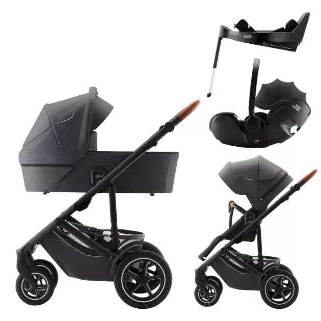 Britax Römer Smile 5Z Comfort Plus Set Classic (Smile 5z babakocsi + mózeskosár + Baby-Safe Pro + Vario Base 5Z) - Midnight Grey