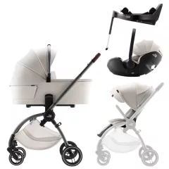   Britax Römer Comfort Plus LUX Szett (Rio babakocsi + mózeskosár + Baby-Safe PRO babahordozó + Vario Base 5Z) - Soft Taupe