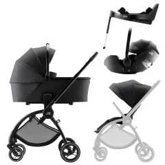  Britax Römer Rio Comfort Plus Set STYLE 4in1 (Rio babakocsi + mózeskosár + Baby-Safe PRO babahordozó + Vario Base 5Z) Carbon Black