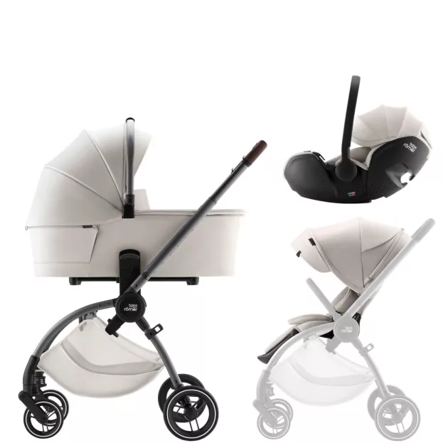 Britax Römer Comfort LUX Szett (Rio babakocsi + mózeskosár + Baby-Safe PRO babahordozó) - Soft Taupe
