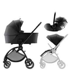   Britax Römer Rio Comfort Set STYLE 3in1 (Rio babakocsi + mózeskosár + Baby-Safe PRO babahordozó) Carbon Black