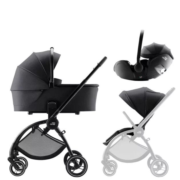 Britax Römer Rio Comfort Set STYLE 3in1 (Rio babakocsi + mózeskosár + Baby-Safe PRO babahordozó) Carbon Black