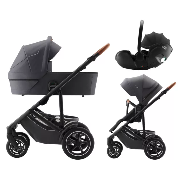 BRITAX RÖMER Smile 5Z Comfort Set Classic 3in1 (Smile 5z babakocsi + mózeskosár + Baby-Safe Pro) Midnight Grey