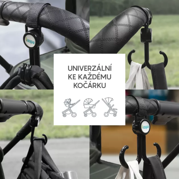 Zopa Dupla horog babakocsihoz 2 darab - Black