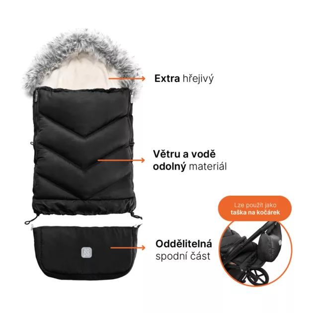 ZOPA Winter footmuff Fluffy Combi Arctic Black