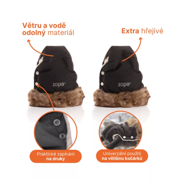 Zopa Fluffy 2 téli kesztyű babakocsira - Old Pink