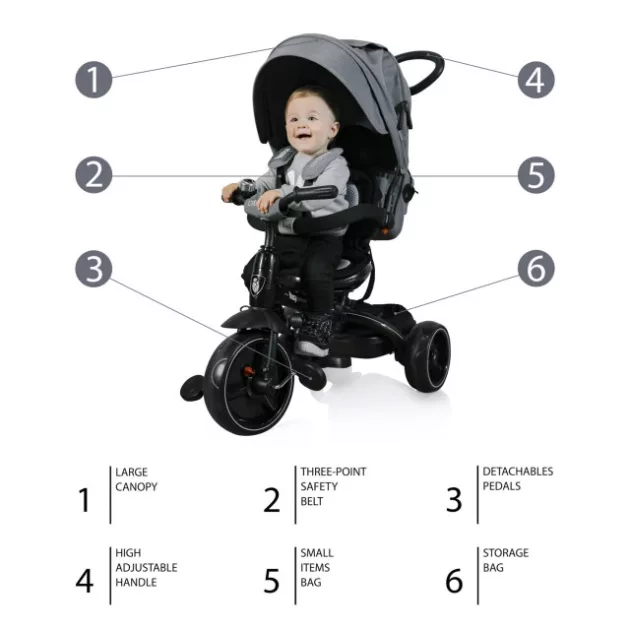 ZOPA Citi Trike tricikli tolókarral - Candy Pink