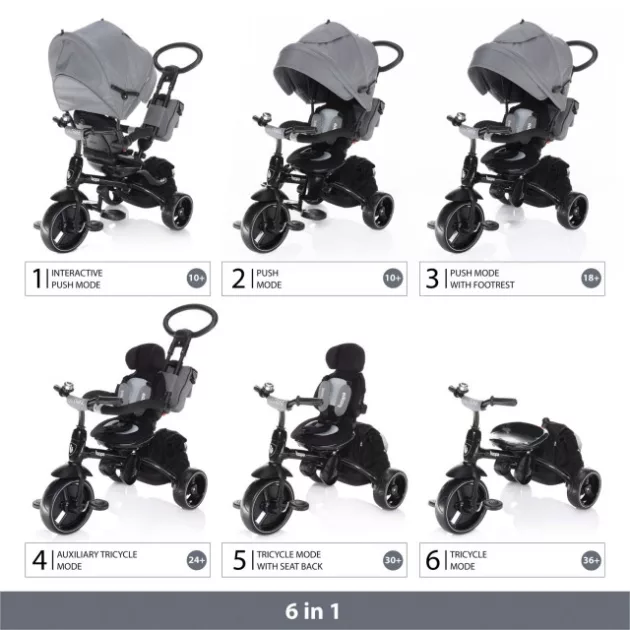 ZOPA Citi Trike tricikli tolókarral - Candy Pink