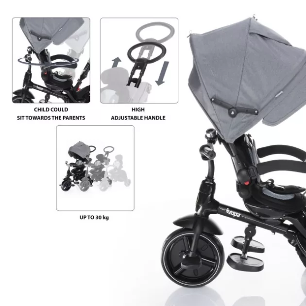 ZOPA Citi Trike tricikli tolókarral - Candy Pink