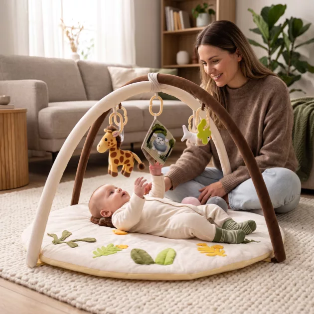 Zopa Cuddle interaktív játszószőnyeg játékíves kerettel Safari