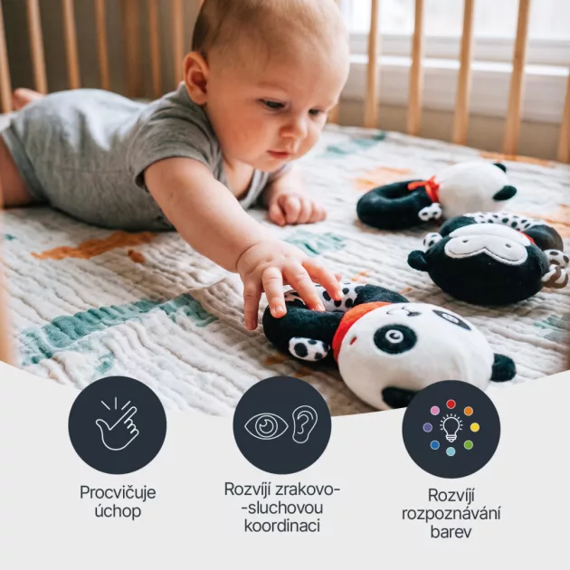 Zopa Kontrasztos fejlesztő csörgő Panda