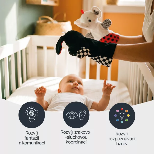 Zopa Kontrasztos fejlesztő kesztyűbáb Dog